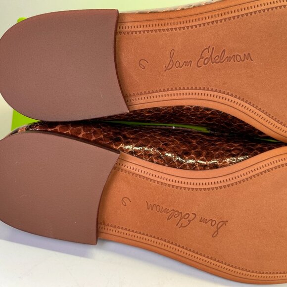 Sam Edelman Loraine Loafer Size 6 M Brown Snake Print Leather Slip-On Shoes - Picture 14 of 15